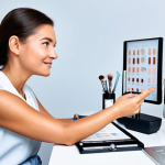 Personalized Skincare Consultation**

A friendly beauty consultant, fully clothed in a professional outfit, analyzing a client's skin in a well-lit studio setting. The client is also fully clothed and relaxed. Focus on the consultant's attentive expression and the use of skincare analysis tools (e.g., magnifying glass, skin tone charts). Safe for work, appropriate content, professional, modest, perfect anatomy, correct proportions, natural pose, well-formed hands, proper finger count, natural body proportions. High quality, professional photography. Include Dutch skincare brands subtly on the table.

**